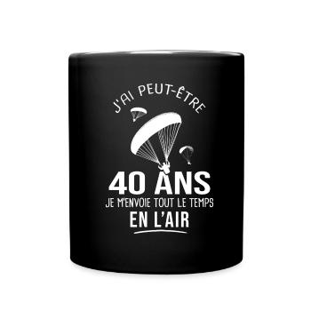 40 ans parapente humour anniversaire parapentistes - Mug uni - noir - Devant
