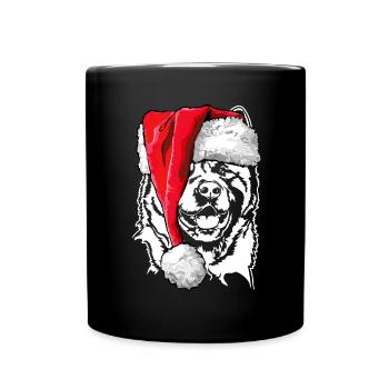 Père Noël américain Akita Chiens Wilsigns - Mug uni - noir - Devant