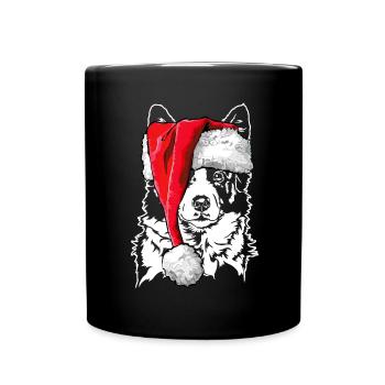 Santa Border Collie Weihnachten Hunde Wilsigns - Tasse einfarbig - Schwarz - Vorne