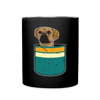 Chien Cadeau Mignon Chest Pochette Puggle - Mug uni - noir - Devant