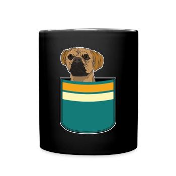 Pet Dogs Cadeau Mignon Chest Pochette Puggle - Mug uni - noir - Devant