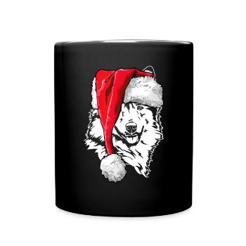 Santa Islandhund Weihnachten Hunde Wilsigns - Tasse einfarbig - Schwarz - Vorne