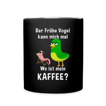 Kaffee Zubehör Koffein Getränk Wachmacher Kaffee - Tasse einfarbig - Schwarz - Vorne