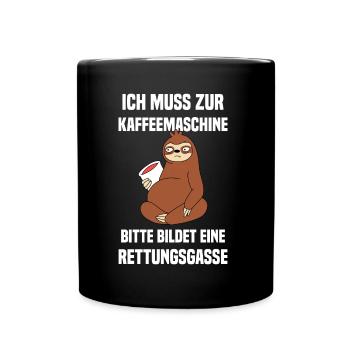 Kaffee Zubehör Koffein Getränk Wachmacher Kaffee - Tasse einfarbig - Schwarz - Vorne