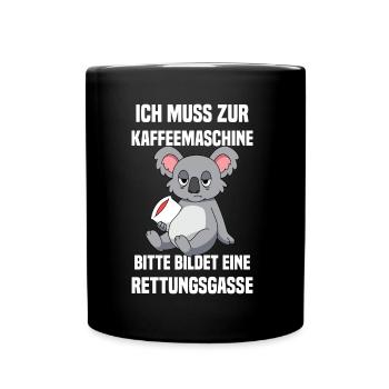 Kaffee Zubehör Koffein Getränk Wachmacher Kaffee - Tasse einfarbig - Schwarz - Vorne