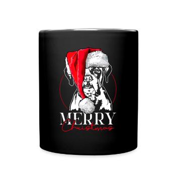 Santa Boxer Merry Christmas Hunde Hund Wilsigns - Tasse einfarbig - Schwarz - Vorne