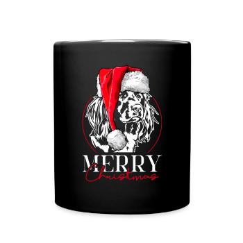 Santa Kleiner Münsterländer Merry Christmas Hunde - Tasse einfarbig - Schwarz - Vorne