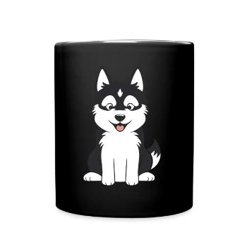 Humor kleiner Husky - Tasse einfarbig - Schwarz - Vorne