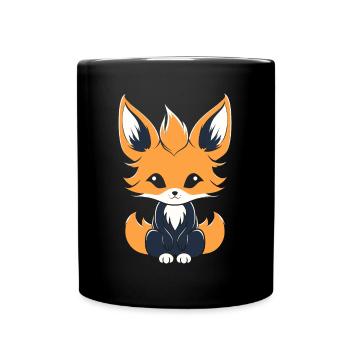 Humour petit renard japonais kitsune - Mug uni - noir - Devant