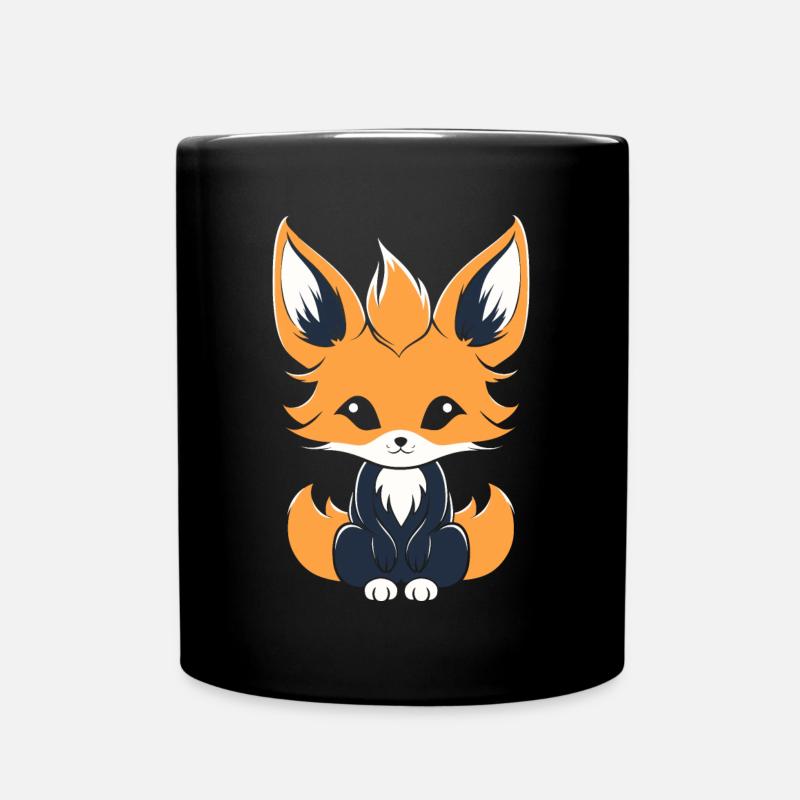 Kitsune Japanese Little Fox Humor - Full Colour Mug - black