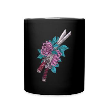 Japanische Schwerter Katana mit Schlagenlilie - Tasse einfarbig - Schwarz - Vorne