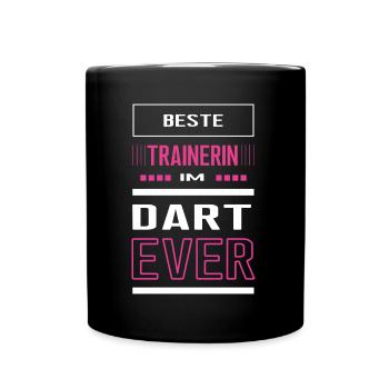 Beste Dart Trainerin Darttrainerin Spiel - Tasse einfarbig - Schwarz - Vorne