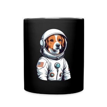 Cute dog as an astronaut in comic style - Full Colour Mug - black - Front