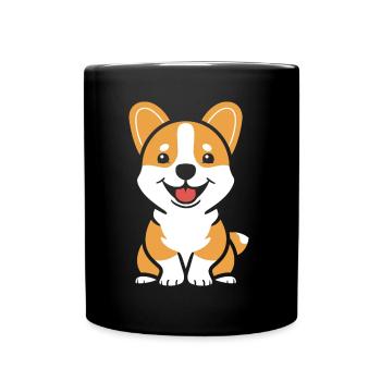 Corgi - Tasse einfarbig - Schwarz - Vorne