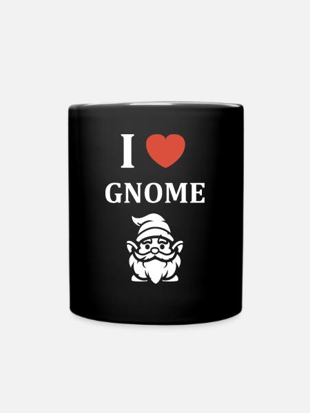 Ich liebe Gnome - Tasse einfarbig - Schwarz