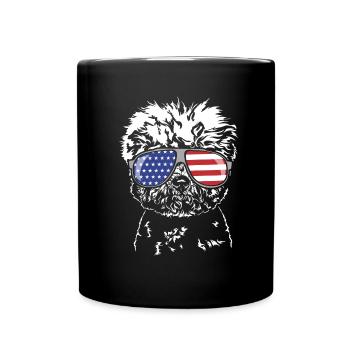 BICHON FRISE America Flag USA Dogs Dog Wilsigns - Full Colour Mug - black - Front