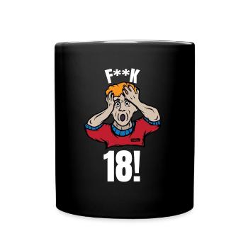 FK18 18 Geburtstag HARIZ Geschenk Runder - Tasse einfarbig - Schwarz - Vorne