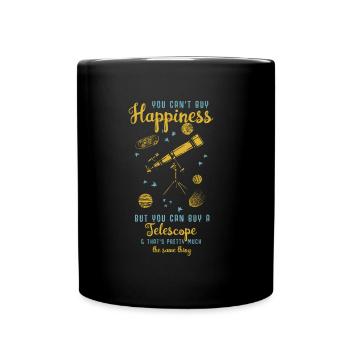 you can't buy happiness - you can buy a telescope - Tasse einfarbig - Schwarz - Vorne