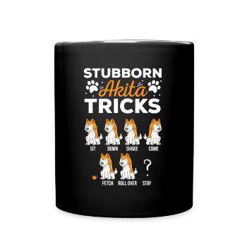 Stubborn Akita Tricks Pet Dog Animal Lover - Full Colour Mug - black - Front