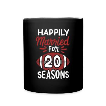 20. Hochzeitstag glücklich verheiratet 20 Jahre - Tasse einfarbig - Schwarz - Vorne