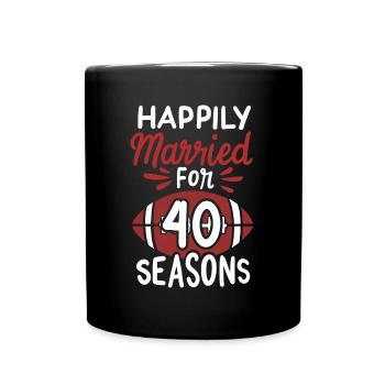 40. Hochzeitstag glücklich verheiratet 40 Jahre - Tasse einfarbig - Schwarz - Vorne