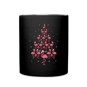 Cadeau de vacances arbre flamant rose drôle de Noël - Mug uni - noir - Devant