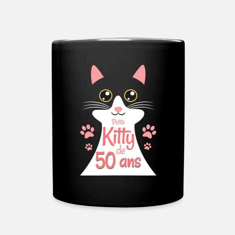 Femme De 50 Ans Adore Chats 50ème Anniversaire - Mug uni - noir