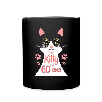 Femme De 60 Ans Adore Chats 60ème Anniversaire - Mug uni - noir - Devant