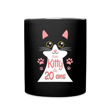 Femme De 20 Ans Chat 20ème Anniversaire Femme - Mug uni - noir - Devant