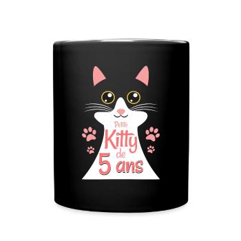 Fillette De 5 Ans Chat 5ème Anniversaire Fille - Mug uni - noir - Devant