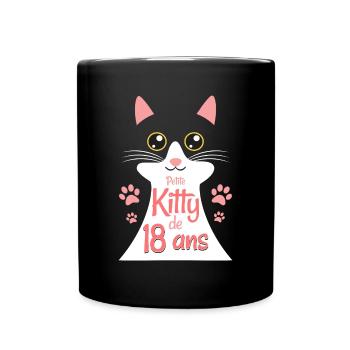 Fillette De 18 Ans Chat 18ème Anniversaire Fille - Mug uni - noir - Devant