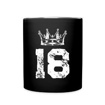 18 Zahl Krone - Tasse einfarbig - Schwarz - Vorne