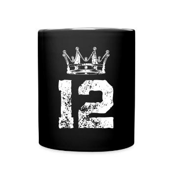 12 Zahl Krone - Tasse einfarbig - Schwarz - Vorne