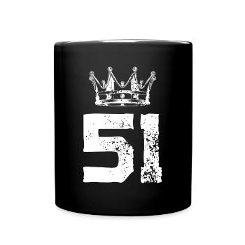 51 Zahl Krone - Tasse einfarbig - Schwarz - Vorne