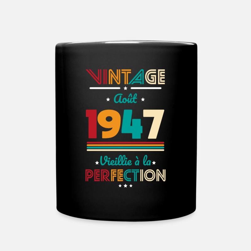 Anniversaire 75 ans - Vintage - Août 1947 - Mug uni - noir