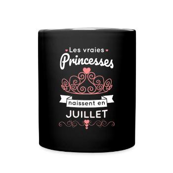 Anniversaire - Les princesses naissent en Juillet - Mug uni - noir - Devant