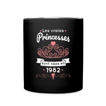 Anniversaire 40 ans - Princesses nées en 1982 - Mug uni - noir - Devant