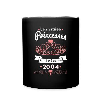 Anniversaire 18 ans - Princesses nées en 2004 - Mug uni - noir - Devant