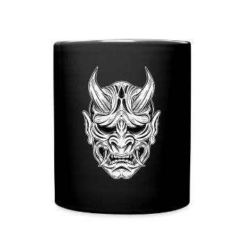 Schädel Skull Horror Skelett Halloween Geisha - Tasse einfarbig - Schwarz - Vorne