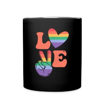 Gay Lesbian Rainbow T-Shirt Gift Idea - Full Colour Mug - black - Front
