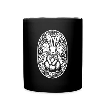 Black and White Easter Bunny Bunny - Full Colour Mug - black - Front
