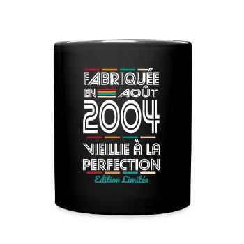 20-jähriges Jubiläum - Hergestellt im August 2004 - Tasse einfarbig - Schwarz - Vorne