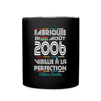 18-jähriges Jubiläum - Hergestellt im August 2006 - Tasse einfarbig - Schwarz - Vorne