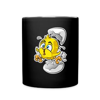 Küken aus dem Ei - Tasse einfarbig - Schwarz - Vorne