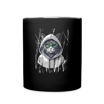 Cat with Glasses | Streetwear Cat Fans - Full Colour Mug - black - Front