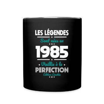 Anniversaire 40 ans - Légendes sont nées en 1985 - Mug uni - noir - Devant