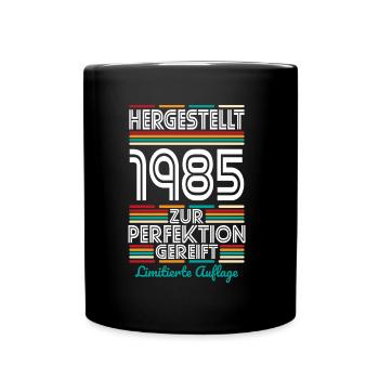 40. Geburtstag - Hergestellt 1985 - Tasse einfarbig - Schwarz - Vorne