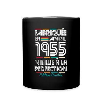 Anniversaire 70 ans - Fabriquée en Avril 1955 - Mug uni - noir - Devant