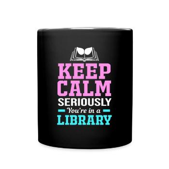 Library Book Bookworm Reading Bookworm - Full Colour Mug - black - Front
