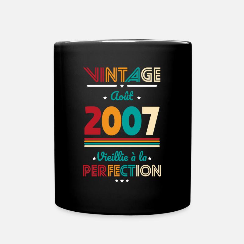 Anniversaire 18 ans - Vintage - Août 2007 - Mug uni - noir